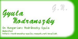 gyula modranszky business card