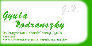 gyula modranszky business card